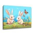 thumbnail image 2 of Póster de lienzo con dos adorables conejos de dibujos animados conversando en un prado cubierto de hierba, decoración de dormitorio, paisaje deportivo, decoración de oficina, regalo, estilo marco, 20, 2 of 8