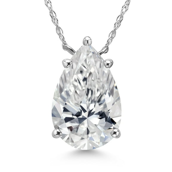 Gem Stone King 4.00 Ct IGI Certified Lab Grown Diamond Pendant Necklace for Women in 14K White Gold | Pear Shape | E-F Color | VS1-VS2 Clarity | With 18 inch Chain