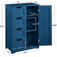 thumbnail image 3 of YEXJ Wood Free-Standing Cabinet Bathroom Storage Floor Cabinet Unit Hallway Table with 4 Drawers and Adjustable Shelves Cupboard for Bathroom/Kitchen/Entrway, 22 x 12 x 32.5 In (LxWxH), Navy Blue, 3 of 10