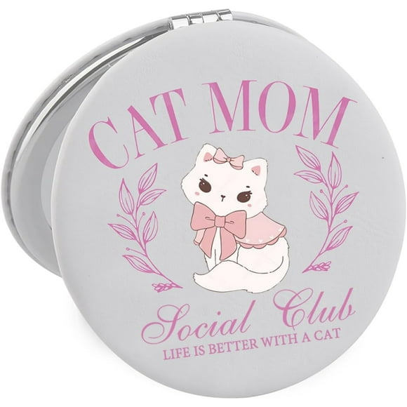 Lywjyb Oiseau Chat Mon Club Social Miroir Mignon Cadeau pour Amoureux des Chats Cadeau pour Maman de Chat Cadeau d'Anniversaire pour Femmes (Maman de Chat Mirr CA)