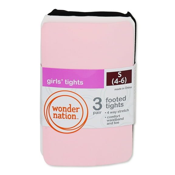 Wonder Nation Girls' Opaque Tights, 3 Pack, Sizes 4-16
