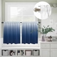 thumbnail image 5 of Kitchen Window Curtains Valance and Tier Set, Navy Blue Gradient Ombre Rod Pocket Tier Curtain Valance Set, Minimalist Art Light Filtering Cafe Curtains for Bedroom Living Room, 5 of 9