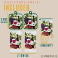 thumbnail image 4 of PREMIUS 5 Piece Printed Kitchen Linen Set, Wine, 2 Cotton Towels, 2 Pot Holders, 1 Oven Mitt, 4 of 8