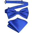 thumbnail image 1 of LAICAIW Mens Solid Color Double Fold Pre-tied Bow Tie and Pocket Square Set, 1 of 7