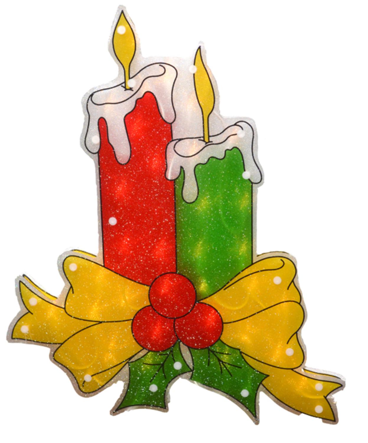 17" Lighted Double-Sided Shimmering Candle Christmas ...