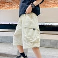 thumbnail image 2 of SRZYMJ Boys Street Cargo Pants with Stretch Waist for Spring Summer Outdoor Leisure Sports and Casual Play Beige 12-14 Years, 2 of 7