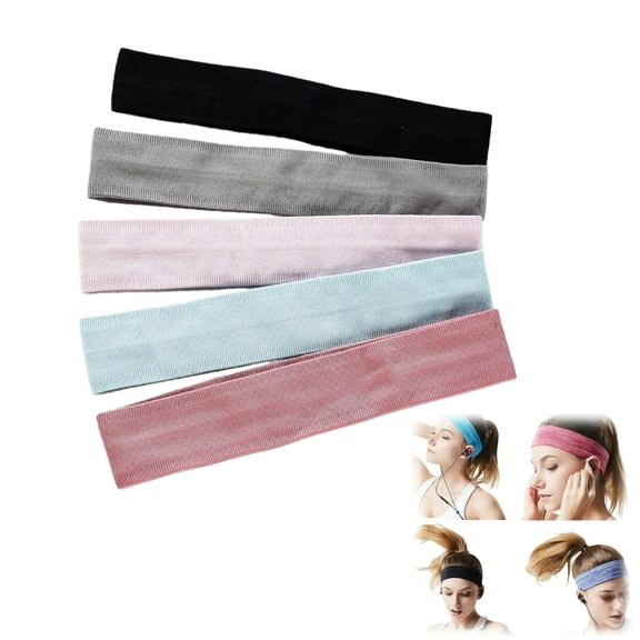 WuPing Non Slip Headband Sport Headbands Sweatbands Elastic Sport Hair Bands, 5 Pack