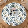 thumbnail image 2 of Round Tablecloth Fitted Elastic Edge Patio Table Covers Wrinkle Resistant Waterproof Vinyl Table Cloth for Picnic Camping Indoor and Outdoor，Watercolor Leaves and Berries 45"-56", 2 of 4
