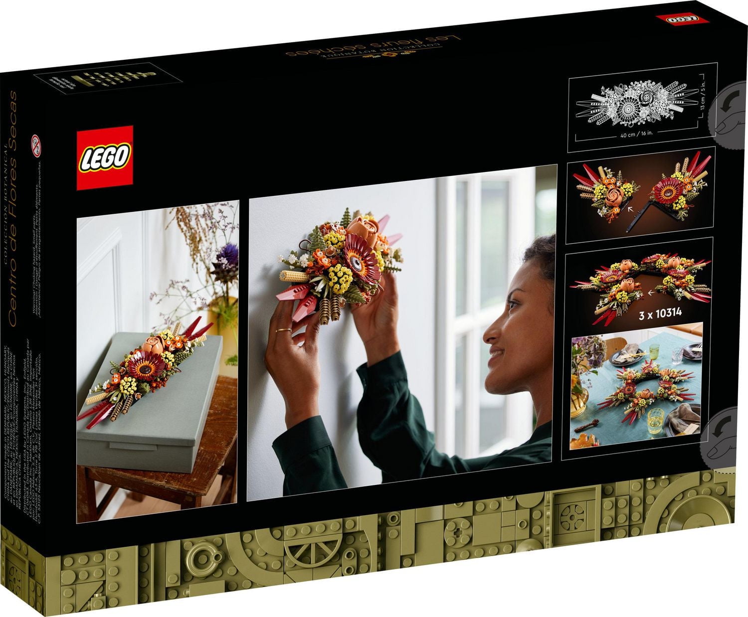 LEGO Icons Dried Flower Centerpiece Building Set - Artificial Flowers for Dinner Table Centerpieces, Adults Ages 18+ - Unique Birthday or Anniversary Gift - 10314