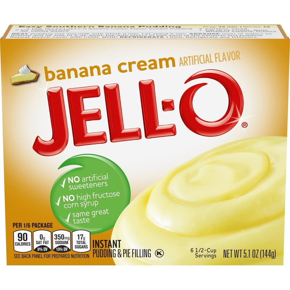 JellO Banana Cream Instant Pudding & Pie Filling Mix, 5.1 oz Box