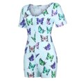 thumbnail image 2 of Female Fashion V Neck Butterfly Print Short Sleeve Jumpsuit Bodysuit Sleepwear, 2 of 7