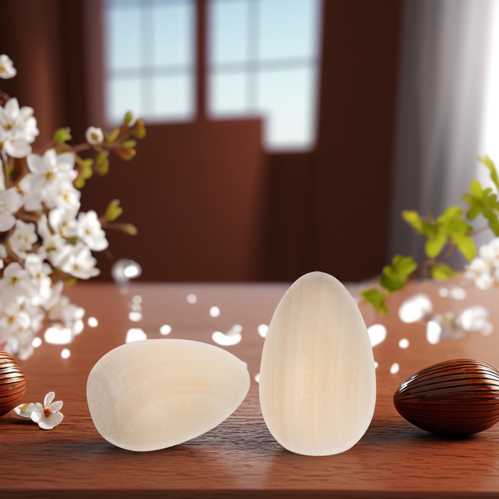 Hemoton 18-Piece Wooden Eggs Set Unpainted Easter Eggs for Decorating, Painting, Graffiti Toy Ornaments for Easter Party Fun