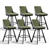 Solfway Swivel Bar Stools Set of 6, 26 inch Counter Height Bar Stools with Back, Tufted PU Leather Bar Chair Barstools for Kitchen Island with Metal Legs and Footrest, Green