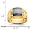 thumbnail image 2 of 10K Yellow Gold Gray Cats Eye & .01ct Diamond Mens Ring, 2 of 2