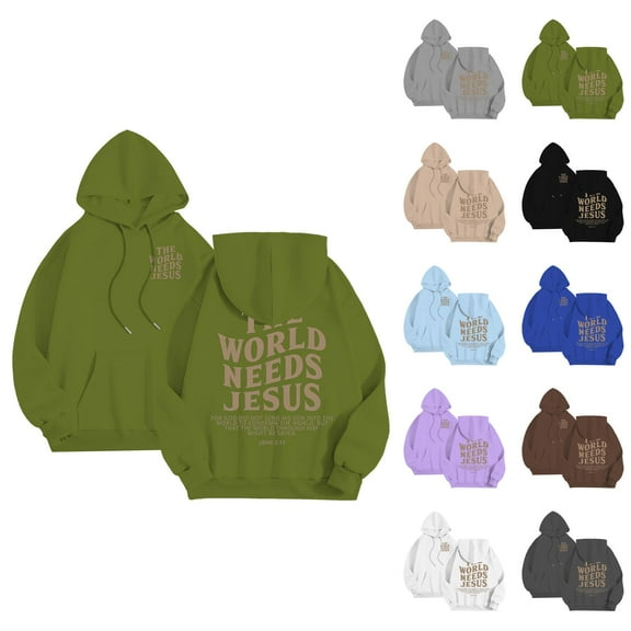 Christian Hoodies for Men 2025 The World Needs Jesus Hoodie Hooded Sweatshirt with Pockets Pullover Hoody Mens Hoodies