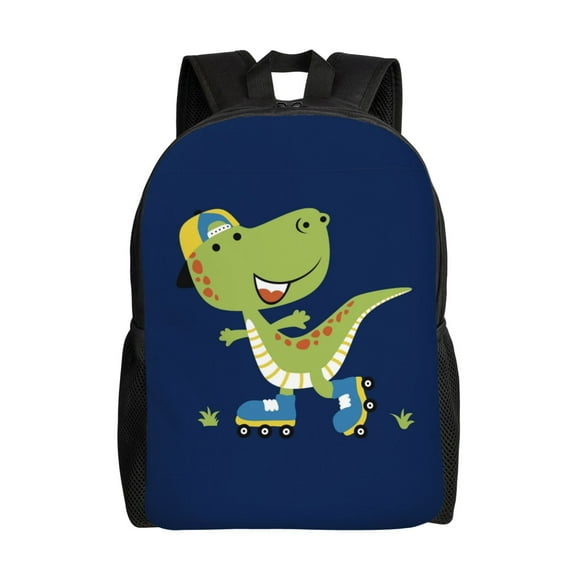 Saiise Dino Playing Roller Skate for Backpack for Daily Travel School Work Fits 15in Laptop Lightweight Casual Bag for Men and Women
