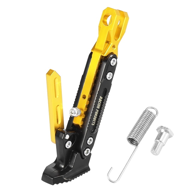 Soporte lateral para motocicleta Unique Bargains juego de soporte ajustable aleación de aluminio CNC tono dorado negro