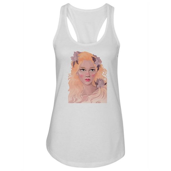 Girl With Flowers In Hair Tank Women -Image by Shutterstock, Female x-Large