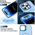 thumbnail image 6 of Magnetic for iPhone 12 Pro Max Case with Screen Protector, Built-in Metal Camera Kickstand,[Compatible with Magsafe] [Wireless Charging] Matte Protective Phone Cover for Women Girls, Light Blue, 6 of 14