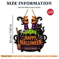 thumbnail image 2 of Halloween Wooden Door Wreath Sign, Happy Halloween Witch Feet Wall Decor with Black Cat & Spider for Front Door, Porch & Farmhouse Display, 2 of 8