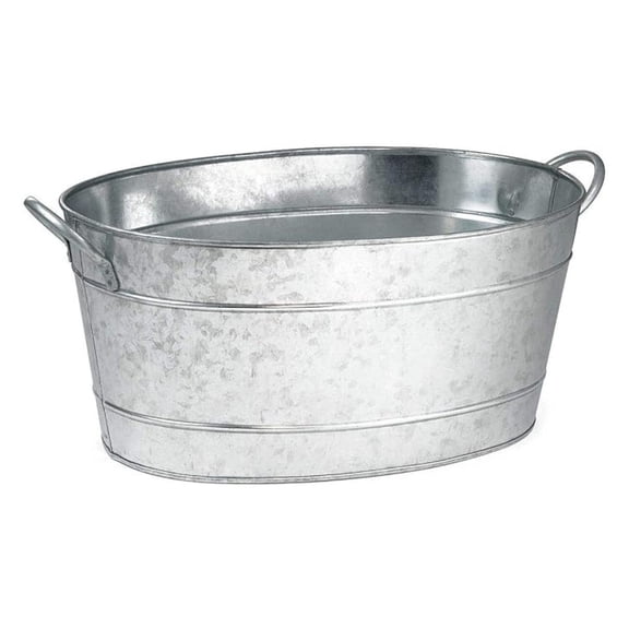 Galvanised Steel Oval Beverage Tub 21ltr | Party Tub, Drinks Pail, Beer Bottle Cooler