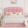 thumbnail image 5 of Amolife Full Size LED Bed Frame with Drawer, Platform Bed with Velvet Upholstered Adjustable Wavy Headboard, Pink, 5 of 11