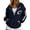 Black, variant on Women Hoodies Rugby Game Print Hooded Zip Up Sweatshirt Tops Rugby Long Sleeve Fall Winter Sports Activewear Jacket