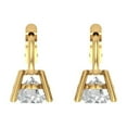 thumbnail image 4 of 2 Ct Round Cut Drop Dangle Clear Moissanite 14K Yellow Solid Solid Gold Everyday Dainty Earrings Lever Back, 4 of 7