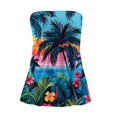 thumbnail image 4 of Asymmetrical Top for Lady Trendy Minimalist Short Shirt Cute Floral Print Summer Tube Tops for Women, 4 of 5
