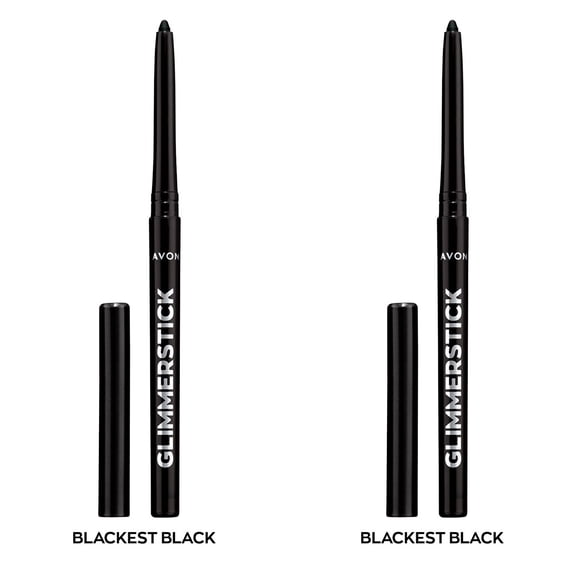 Avon Ultra Colour Glimmerstick Retractable Eyeliner, Blackest Black, Waterproof & Smudge-Proof Glide-On Eye Makeup, Set of 2, 0.01 oz / 0.28 g Each