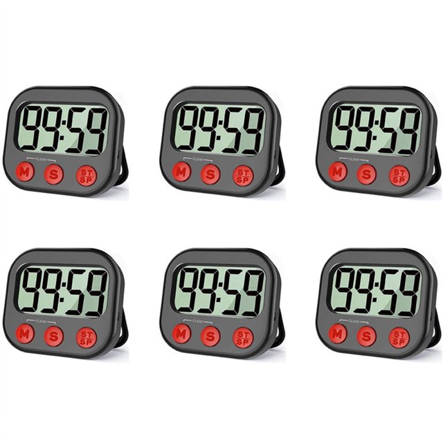 6X Cocina, Reloj magnético visual digital Cronómetro Cuenta regresiva, Pantalla LCD para cocinar