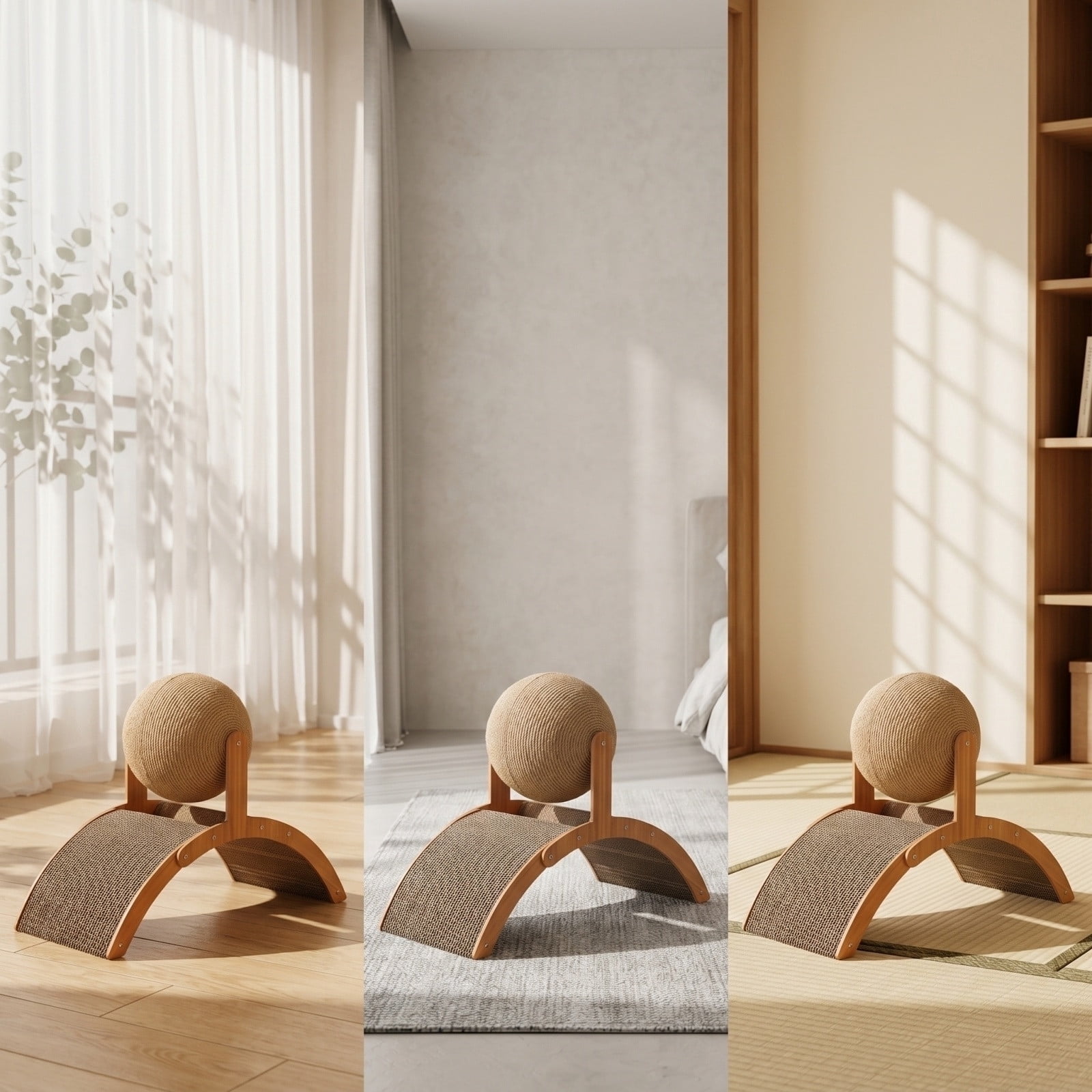 2026 New Cat Scratching Ball on Stand, Interactive Cat Scratcher with 360° Rotating Sisal Ball, Cat Scratching Post with Arch Bridge Balls, Cat Scratcher Board for Indoor,Protects Furniture & Rugs