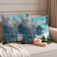 thumbnail image 2 of Teal Grey Outdoor Waterproof Pillow Covers, Modern Oil Painted Abstract Art Aesthetics Decorative Square Throw Pillowcase Sofa Cushion Sham for Patio/Couch/Chair, 18"x18" 2 Pack, 2 of 8