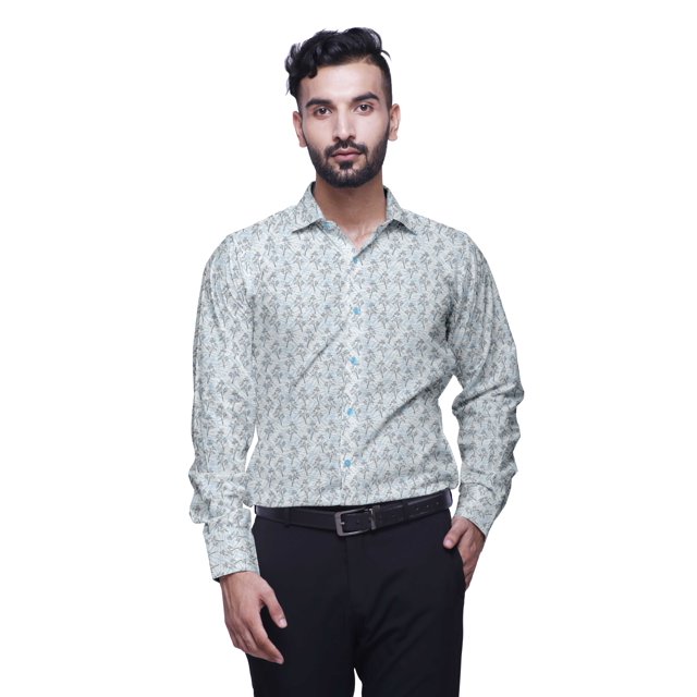 BESTMAN Printed Formal Shirts For Men Spread Collar Cotton Shirt