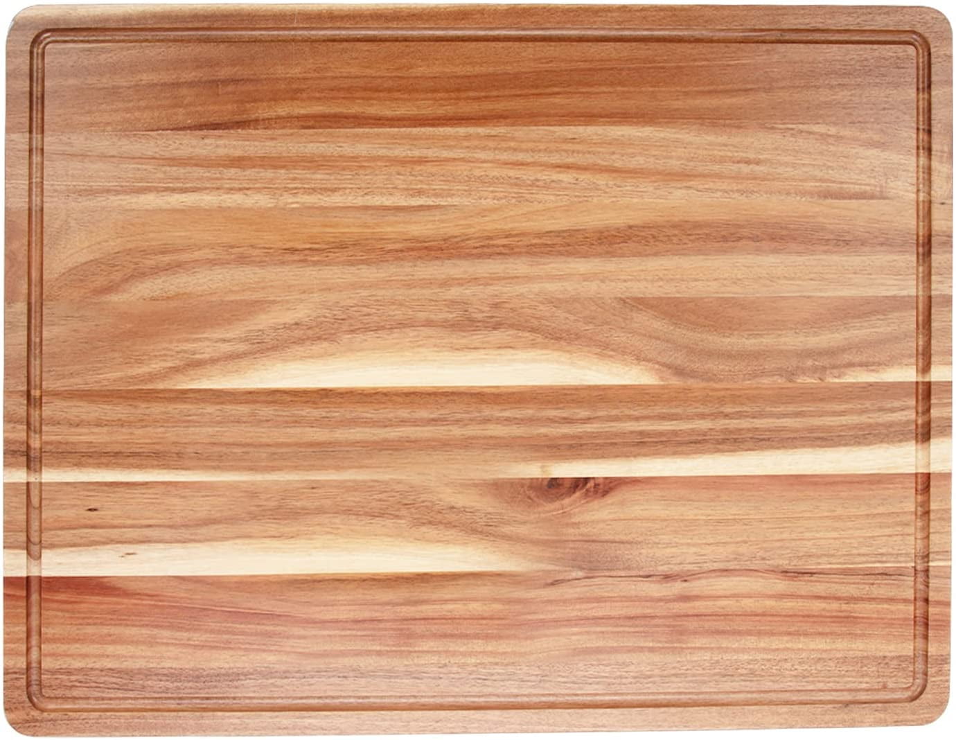Large Acacia Wood Cutting Board Non Slip with Juicegroove, Wooden Chopping  Board for Kitchen Countertop, 16x12 inches, by Shay (With Rubber Feet