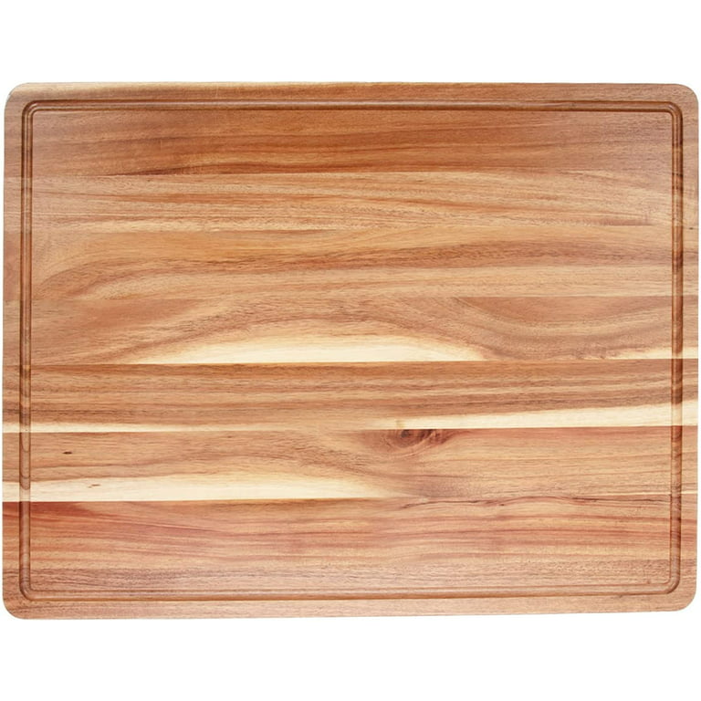 Large Cutting Board With Handles and Juice Groove 18x12, Reversible Wood  Cutting Board, Doubles as a Wooden Serving Tray With Handles 