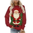 thumbnail image 2 of Heisall Womens Sweatshirts Christmas Vintage Print Round Neck Loose Casual Sporty Long Sleeve Fleece-Lined Fall Winter 2025 Fashion Tops, 2 of 9