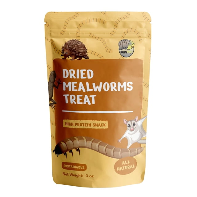 Los gusanos secos de la harina tratan a los bichos bugzy, reptiles con alto contenido de proteínas,