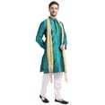 thumbnail image 4 of Vêtements Indiens Kurta Pyjama pour Hommes avec Foulard Robe de Fête de Mariage (Vert, m), 4 of 6
