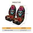 thumbnail image 2 of FOR U DESIGNS Sugar Skull Rose Pattern Car Seat Cover Auto Cushion Cover Car Interior Decoration Bucket Seat Cover, Vehicle/Suv/Truck Seat Cover Universal Fit, Pack of 2, 2 of 7