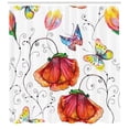 thumbnail image 3 of Ambesonne Nature Shower Curtain, Swirled Flowers Flamingo, 69"Wx70"L, Multicolor, 3 of 3