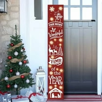 Lighted wooden "Merry Christmas" welcome porch sign with a snowflake and  design.