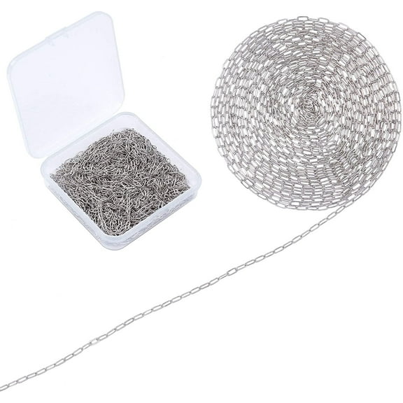 32Feet Stainless Steel Paperclip Chains Link Spool Bulk Necklace Cable Chains Width 4.3mm