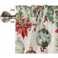 thumbnail image 5 of Beige Christmas Ball Kitchen Curtains 54 in Long, Xmas Poinsettia Pine Needles Snow Rod Pocket Window Curtains Panels for Bedroom/Bathroom/Nursery, Light Filtering Treatment Curtains Drapes 42"x54", 5 of 5