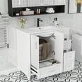 thumbnail image 3 of PULUOMIS 36" Bathroom Vanity with Sink, Painted Surface Solid Wood Frame Bathroom Storage Vanities Set with 3 Drawers, Louvre Design Cabinet with Integrated Ceramic Sink, White, 3 of 8