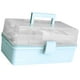 thumbnail image 3 of Caja de almacenamiento de píldoras Estuche de cosméticos para el hogar de gran capacidad de 3 capas Organizador de artículos diversos de plástico, estilo ordinario, azul claro Advancent HA004344-07B, 3 of 7