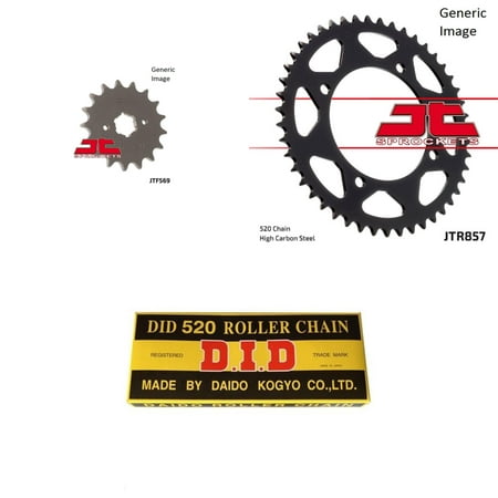 DID Standard 520 Chain Natural, JT Front & Rear Sprocket Kit for Street YAMAHA XV250C V-Star 250 2008-2016