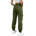 thumbnail image 4 of cocolona Cargo Pants Women Elastic Waist Drawstring Jogger Outdoor Casual Travel Hiking Pants with Multi Pockets, 4 of 7