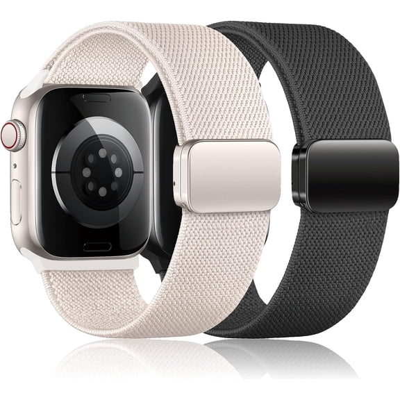 PINHEN Magnetic Stretchy Solo Loop - Compatible with Apple Watch Band 40mm 41mm 44mm 45mm 38mm 42mm Ultra/2 49mm Women Men,Elastic Fabric Sport Strap for iWatch Bands Series 9 8 7 6 5 4 3 2,SE/2nd