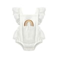 thumbnail image 1 of Fortune Infant Girls Jumpsuits Baby Fly Sleeve Lace Patchwork Embroidery Rainbow Bodysuits, 1 of 9